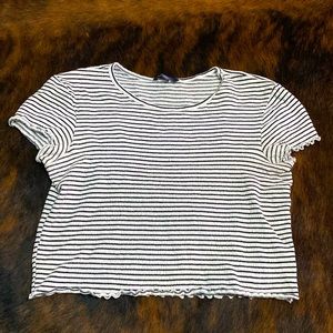 American Eagle Black/White Striped Crop Top- Size M